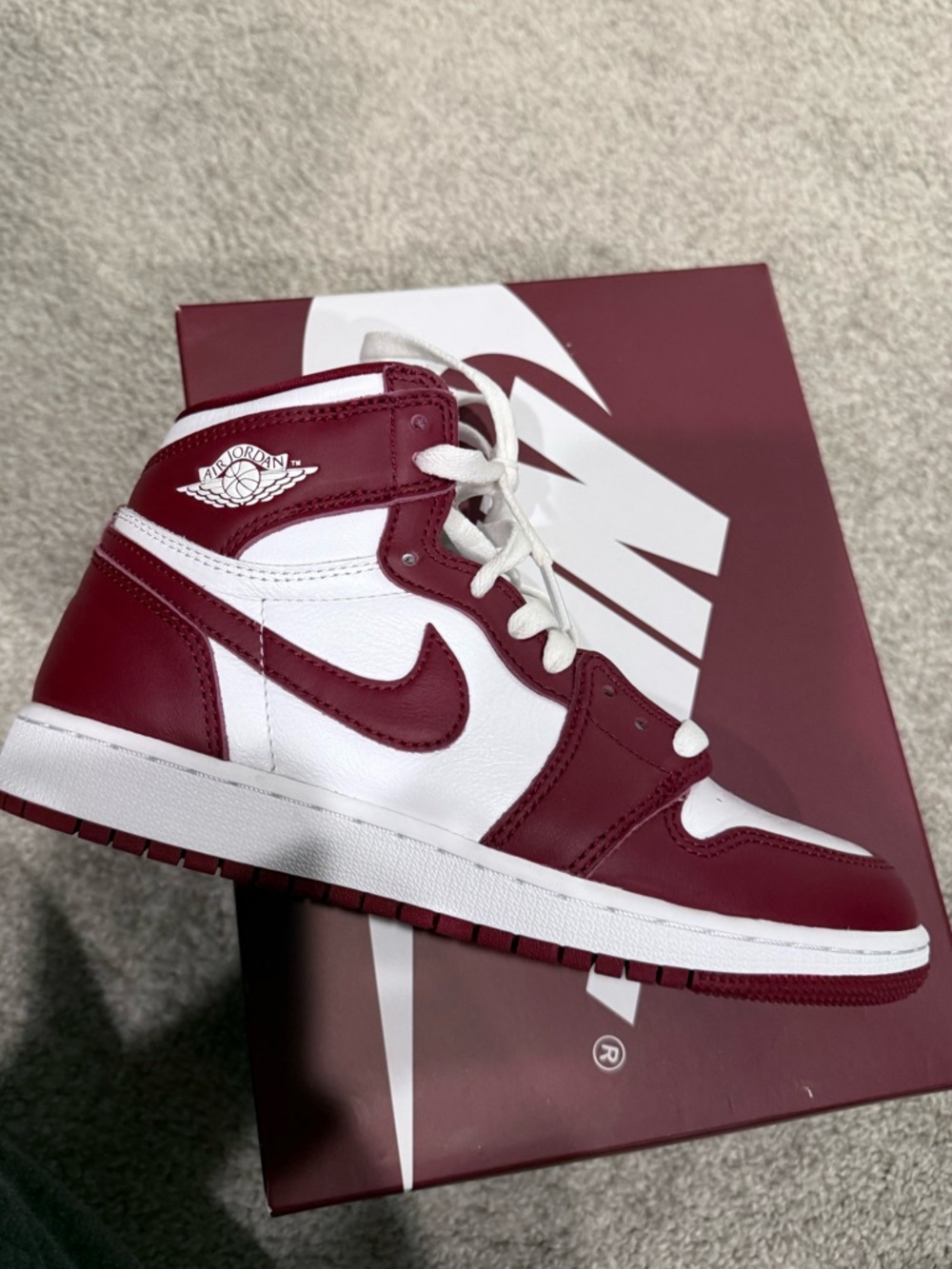 Nike Air Jordan 1 Mid White and Burgundy